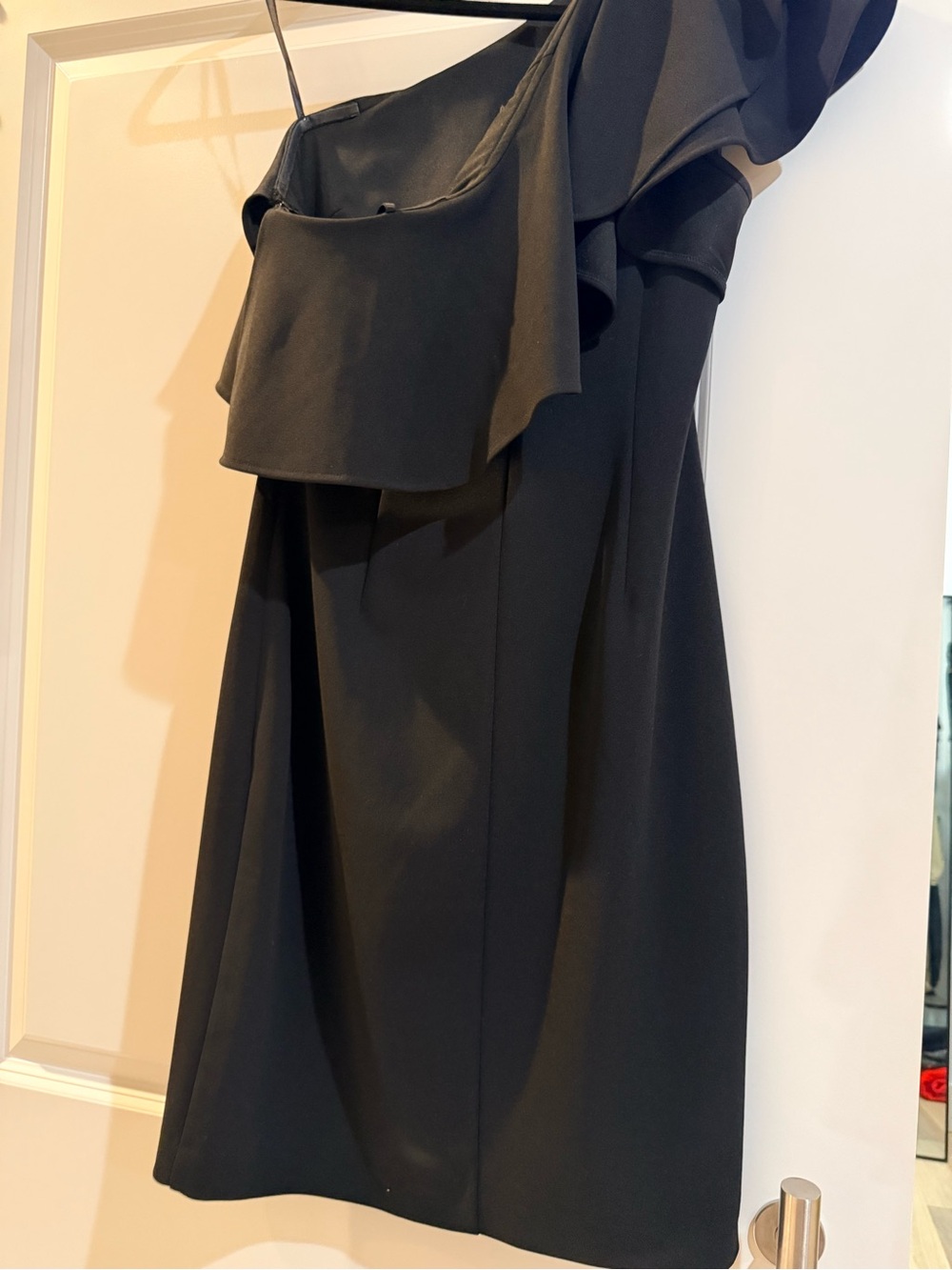Black One-Shoulder Ruffle Dress - Picture 2 of 4